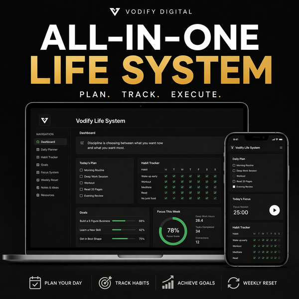 Vodify Life System™ — All-In-One Productivity & Discipline System